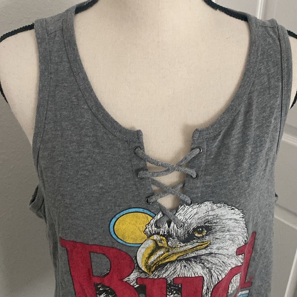 NWOT Torrid Plus Size Lace-Up Tank - Cotton Budweiser Grey - Picture 5 of 9